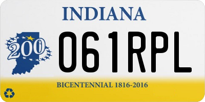 IN license plate 061RPL