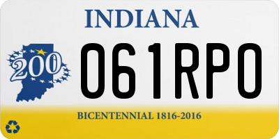IN license plate 061RPO