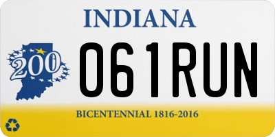IN license plate 061RUN