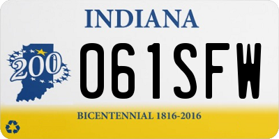 IN license plate 061SFW