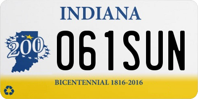 IN license plate 061SUN