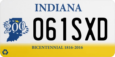 IN license plate 061SXD