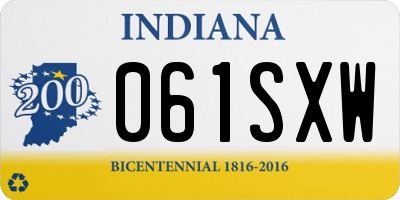 IN license plate 061SXW