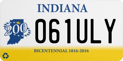 IN license plate 061ULY