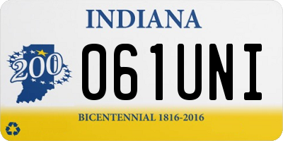 IN license plate 061UNI