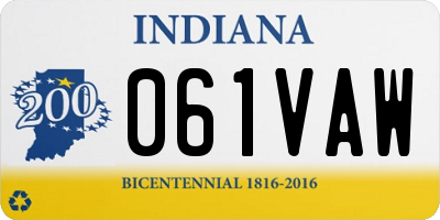 IN license plate 061VAW