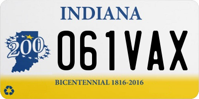 IN license plate 061VAX