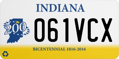 IN license plate 061VCX