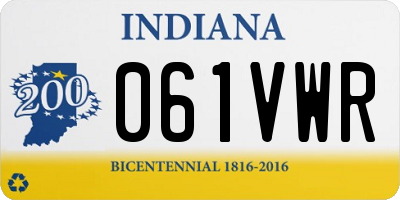 IN license plate 061VWR