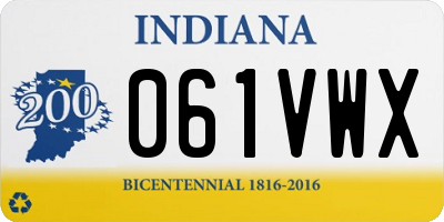 IN license plate 061VWX