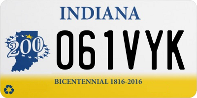 IN license plate 061VYK