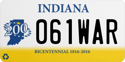 IN license plate 061WAR