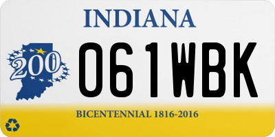 IN license plate 061WBK