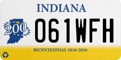 IN license plate 061WFH