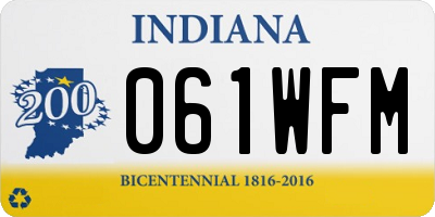 IN license plate 061WFM