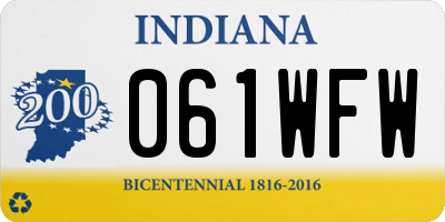 IN license plate 061WFW