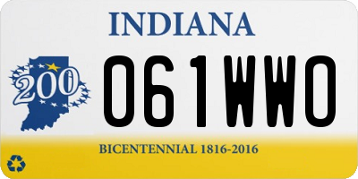 IN license plate 061WWO