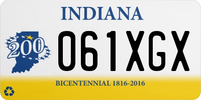 IN license plate 061XGX