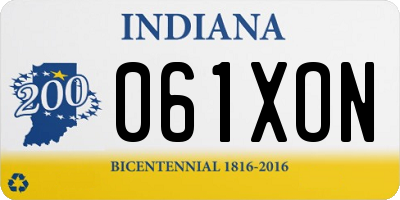 IN license plate 061XON