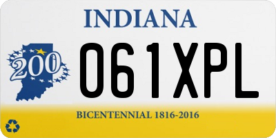 IN license plate 061XPL