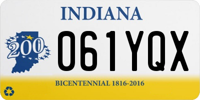 IN license plate 061YQX