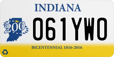 IN license plate 061YWO