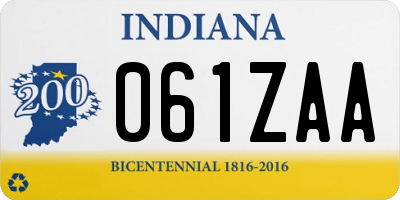 IN license plate 061ZAA