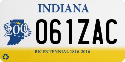 IN license plate 061ZAC