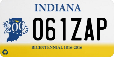 IN license plate 061ZAP
