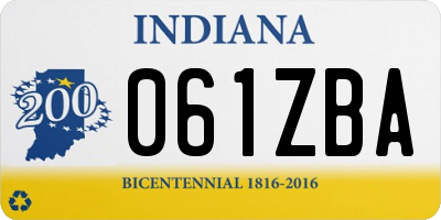 IN license plate 061ZBA