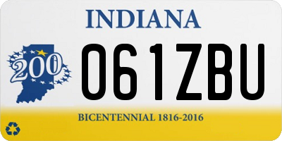 IN license plate 061ZBU