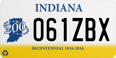 IN license plate 061ZBX