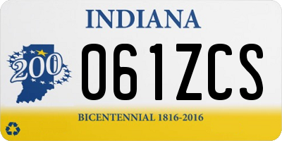 IN license plate 061ZCS