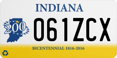 IN license plate 061ZCX