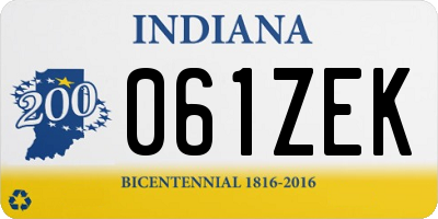 IN license plate 061ZEK