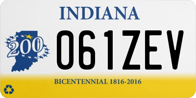 IN license plate 061ZEV