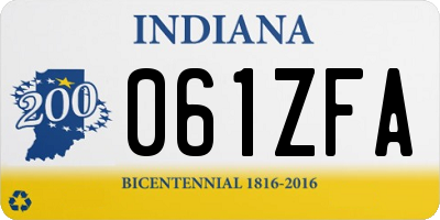 IN license plate 061ZFA