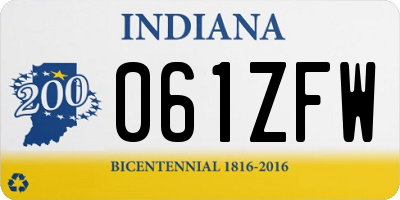 IN license plate 061ZFW