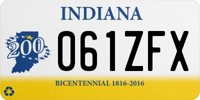 IN license plate 061ZFX