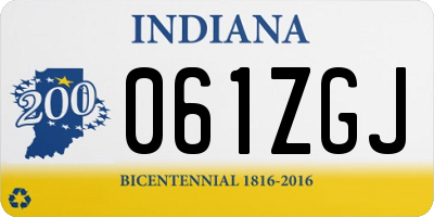 IN license plate 061ZGJ