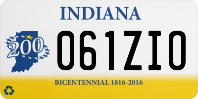 IN license plate 061ZIO