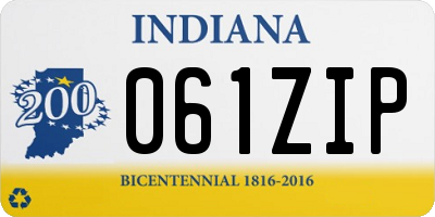 IN license plate 061ZIP