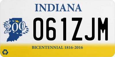 IN license plate 061ZJM