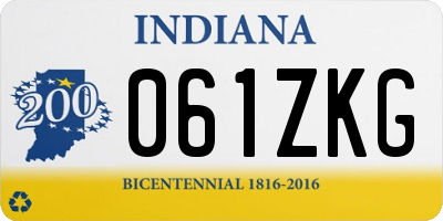 IN license plate 061ZKG