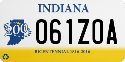 IN license plate 061ZOA