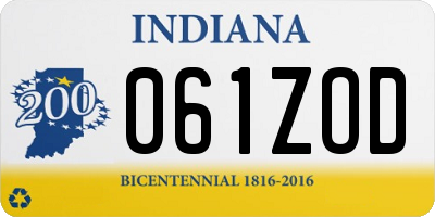 IN license plate 061ZOD