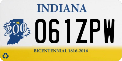 IN license plate 061ZPW