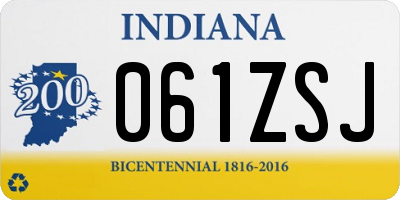 IN license plate 061ZSJ