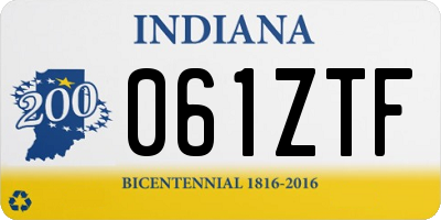 IN license plate 061ZTF