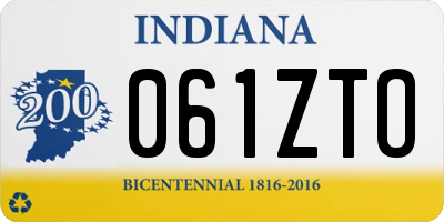 IN license plate 061ZTO